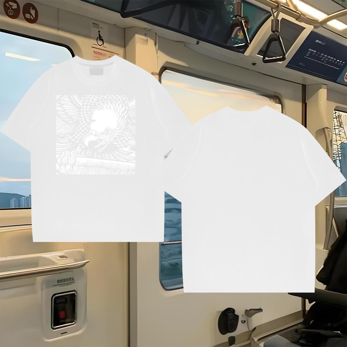 Fashion New T-Shirts for Men 230g 100% Cotton eagle Anime Printing Street Tops Crew Neck Breathable Free Shipping Men Tops Tees White Plus Size