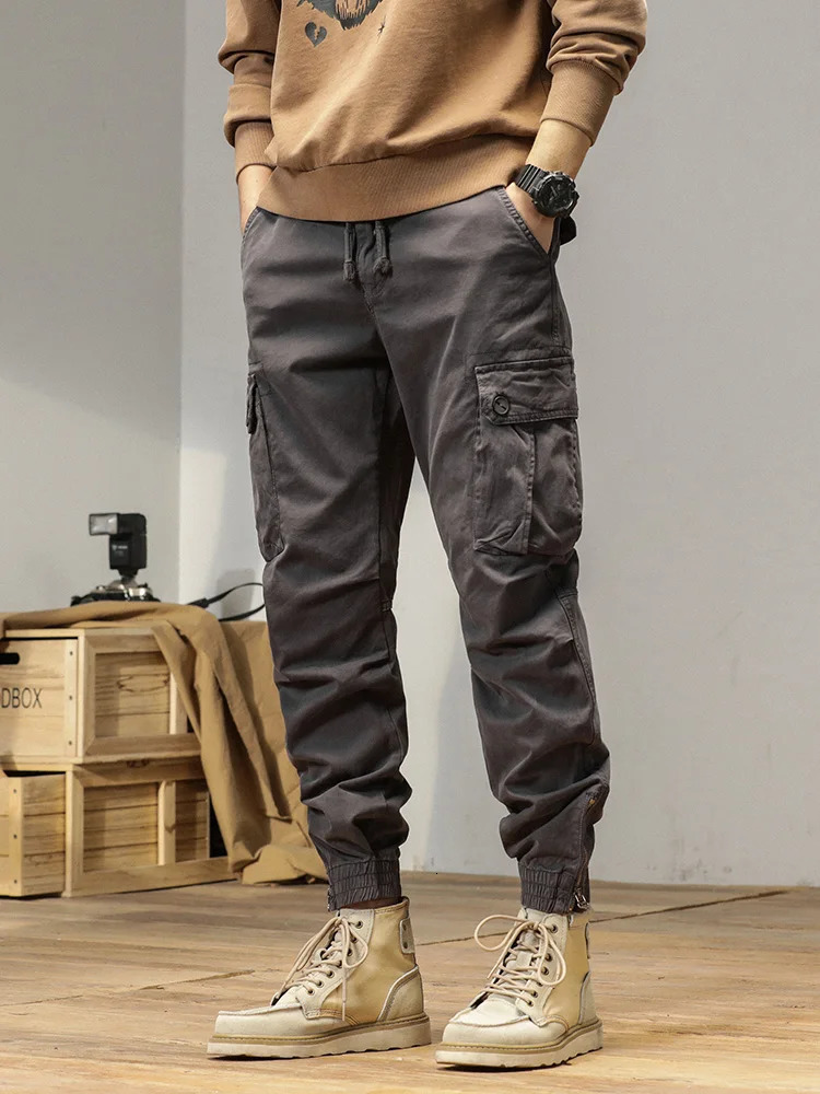 Multi-Pockets Spring Summer Cargo Pants Men Streetwear Zipper Leg Skinny Work Joggers Cotton Casual Tactical Trousers 240806