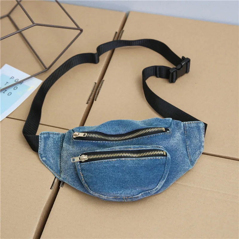 Denim Waist Bag for Women Casual Fanny Pack Phone Purses and Handbags Ladies Chest Belt Bum Cross Body Bag 240805
