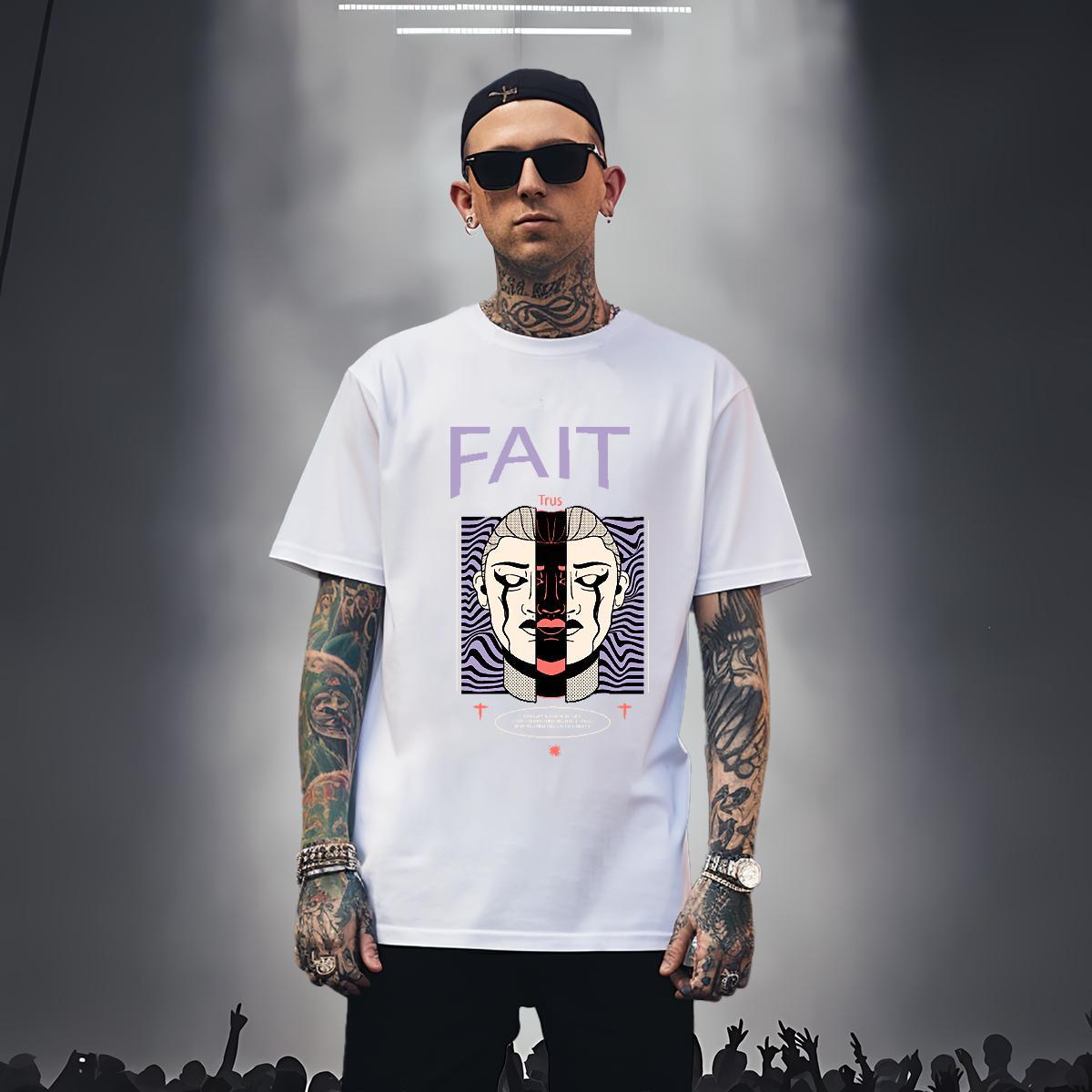 T Shirts Men 100% Cotton 230g icon High Street Hip Hop Round Neck Short Sleeve Black Oversized Couples T Shirts New Designer Clothes