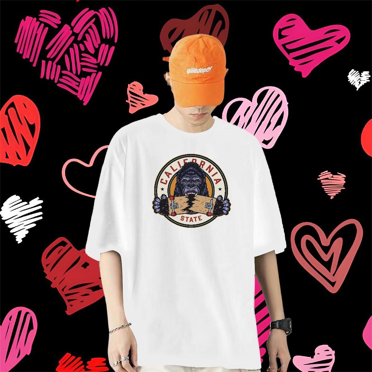 Custom Mens T Shirts 230g Cotton Street wear Hip Hop Tees Shirts Short Sleeve O-Neck Wholesale Mens Tshirts Floral Print