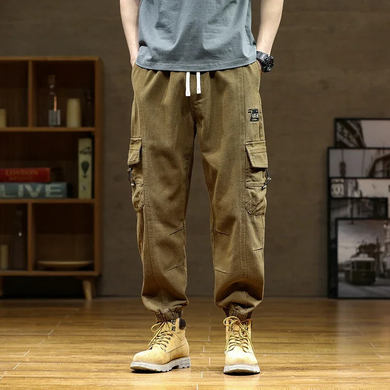 Spring Mens Work Pants Retro Washed Multi Pocket Hunting Windproof Mountaineering Sports Outdoor Solid Color Casual Pant 240806