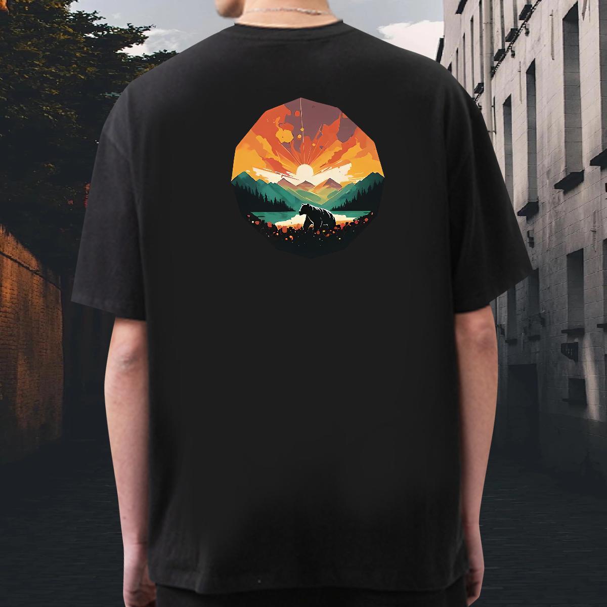 2024 Summer Man T Shirts 230g 100% Cotton bear Casual Tops Tees Breathable Short Sleeve Loose Fit Couples T Shirts Plus Size Cartoon