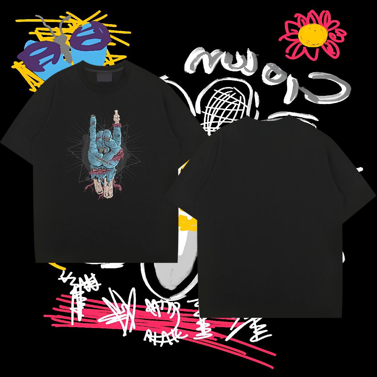 New Designer T-Shirts for Men 100% Cotton 230g Halloween Casual Tees Shirts Short Sleeve O-Neck Comfortable Tshirts Graphic