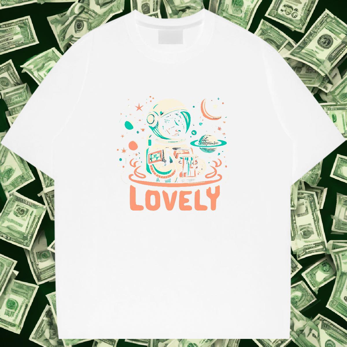 Loose Mens Tshirts 100% Cotton 230g Summer Casual spaceman White Plus Size Breathable Short Sleeve 2024 Designer T Shirt For Man Tops Tees