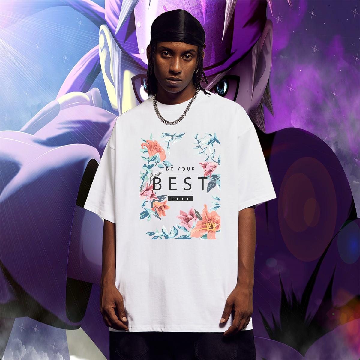 Loose Tshirts 230g Pure Cotton Anime Printing Street letter Customized Crew Neck Breathable Designer T shirt Top Tees