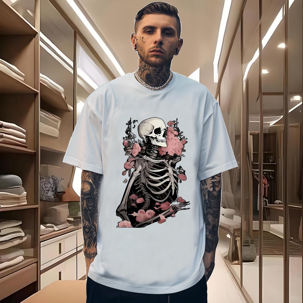 Free Shipping T Shirts Men skull Tops Shirt 100% Cotton 230g Spring Summer Designer Customized Short Sleeve Soft Couples T Shirts