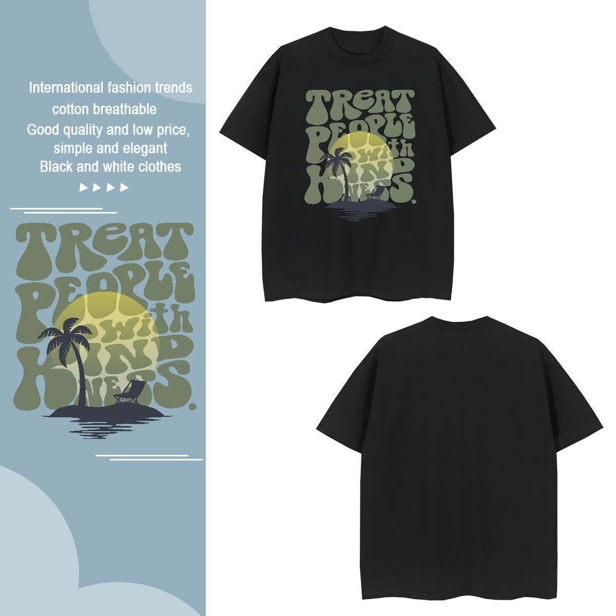 T Shirts Men 230g Cotton tree Street Casual Short Sleeve Soft Oversized 4XL Men Tops Tees New Cool Wear