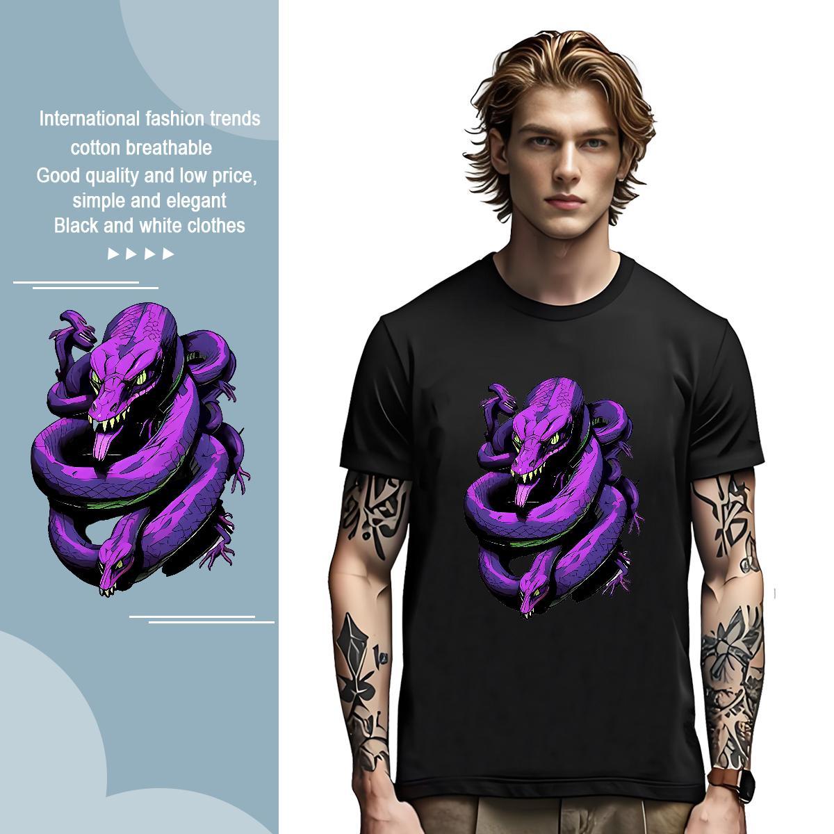 T shirt 230g Cotton snake Casual Breathable Short Sleeve Custom Anime Tshirt for Man Woman DIY Customized Wholesale Clothings