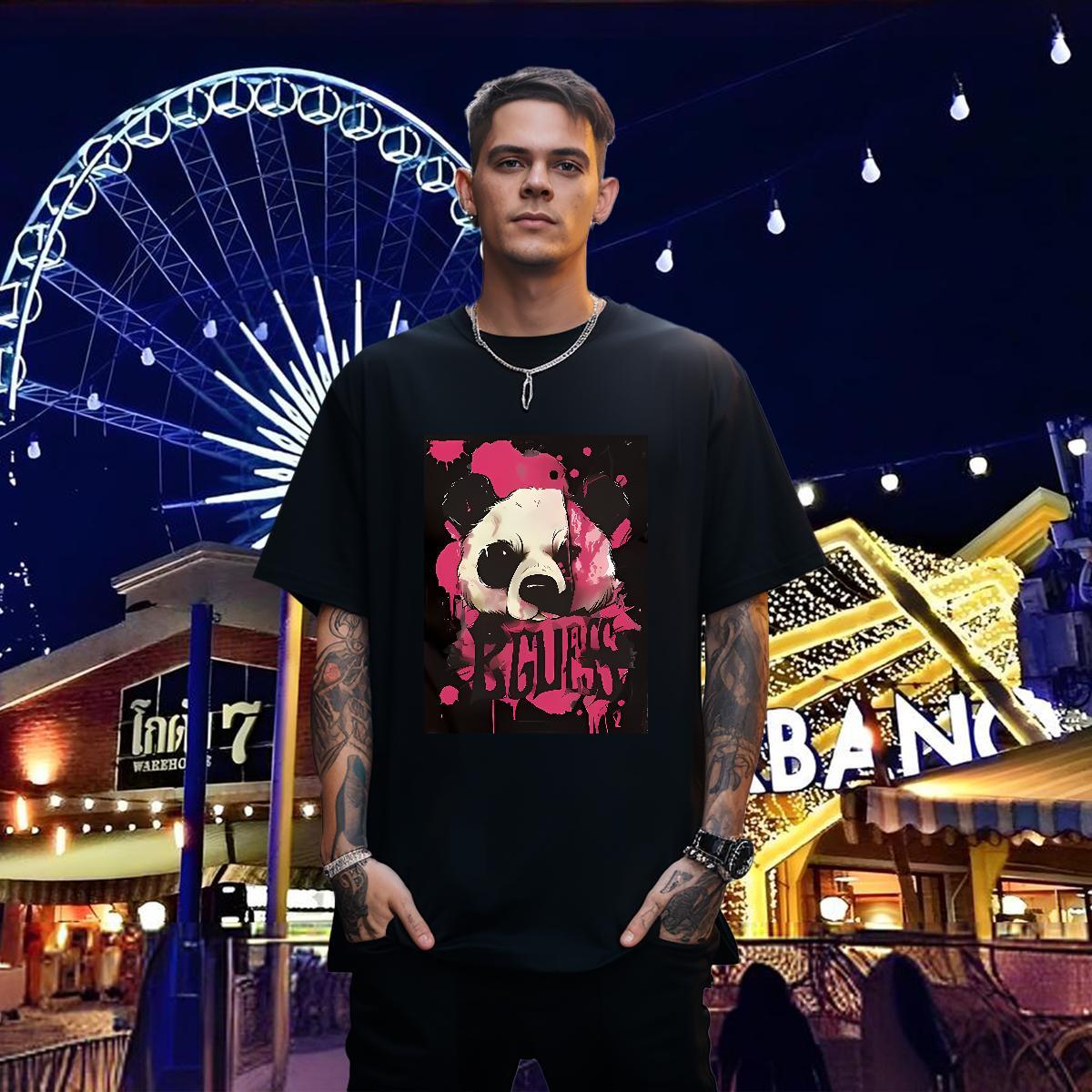 2024 DIY T shirt 230g Pure Cotton panda Street Casual Clothes Short Sleeve O-Neck Free Shipping Men Tops Tees Skull