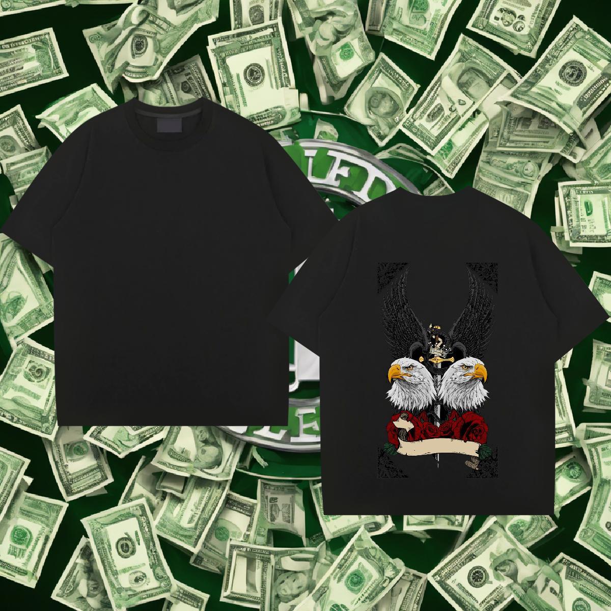 Customized T Shirt For Man 230g Pure Cotton eagle Spring Summer Tops Tees Breathable Short Sleeve Popular Men Tees Asian Size