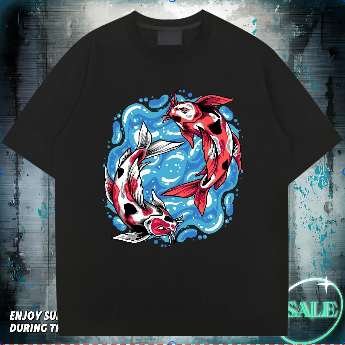 T shirt 230g 100% Cotton Street Wear Breathable Crew Neck Cartoon Print Men Tshirts 2024 Cool Design Tee Shirt