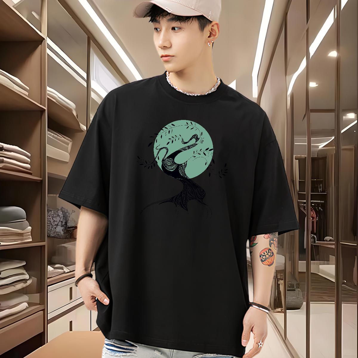 New Arrival T Shirt For Man 230g Pure Cotton tree Casual Beach Tops Breathable Popular Tshirts White Plus Size