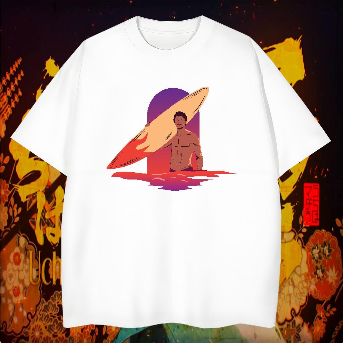 Mens T Shirts 230g Pure Cotton portrait Street Wear Breathable Short Sleeve Plus Size Cartoon Mens Tshirts Casual New Brand Clothes