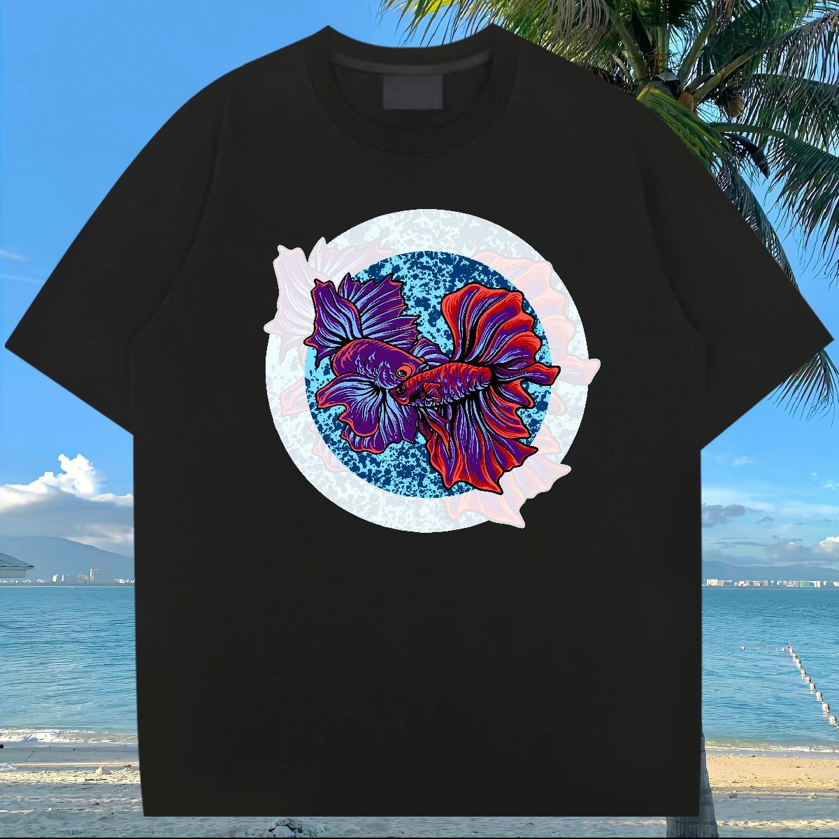 DIY Men T Shirts 100% Cotton 230g Casual Daily Wear Tee Shirt Pure Cotton Comfortable Couples T Shirts Anime