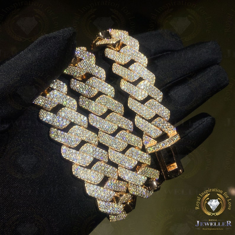 bracelet moissanite chain 4 Rows Heavy Miami Bracelet D Color Vvs Moissanite Link Chain Solid Sier Hip Hop Men Jewelry