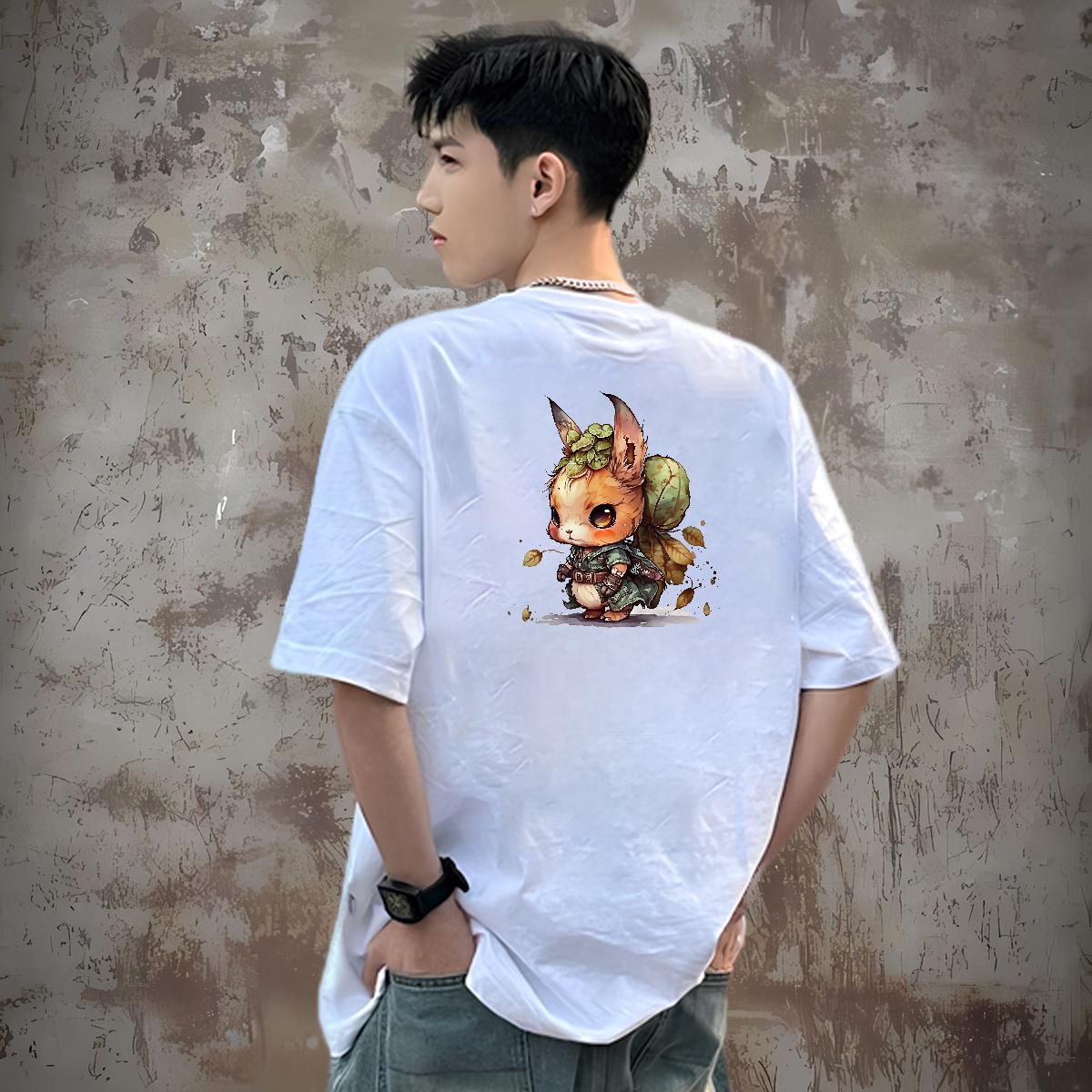 Classic T Shirt For Man 100% Cotton 230g rabbit Hip Hop Street Wear O-Neck Short Sleeve Unisex Men Tees Anime Print