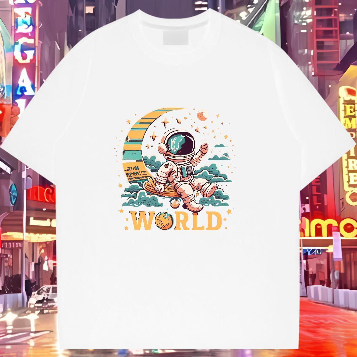 Nice Womens T Shirts Crew Neck Couples T Shirts Custom Print Oversized spaceman Spring Summer 230g 100% Cotton 2024 Designer Wear