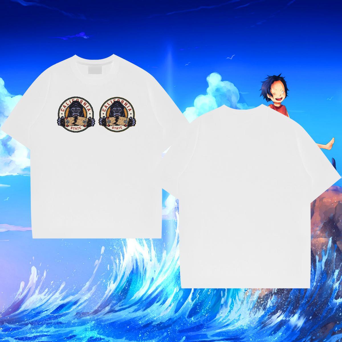 Fashion Mens T Shirts 100% Cotton 230g chimpanzee Beach Polos Breathable Short Sleeve Unisex Couples T Shirts Anime