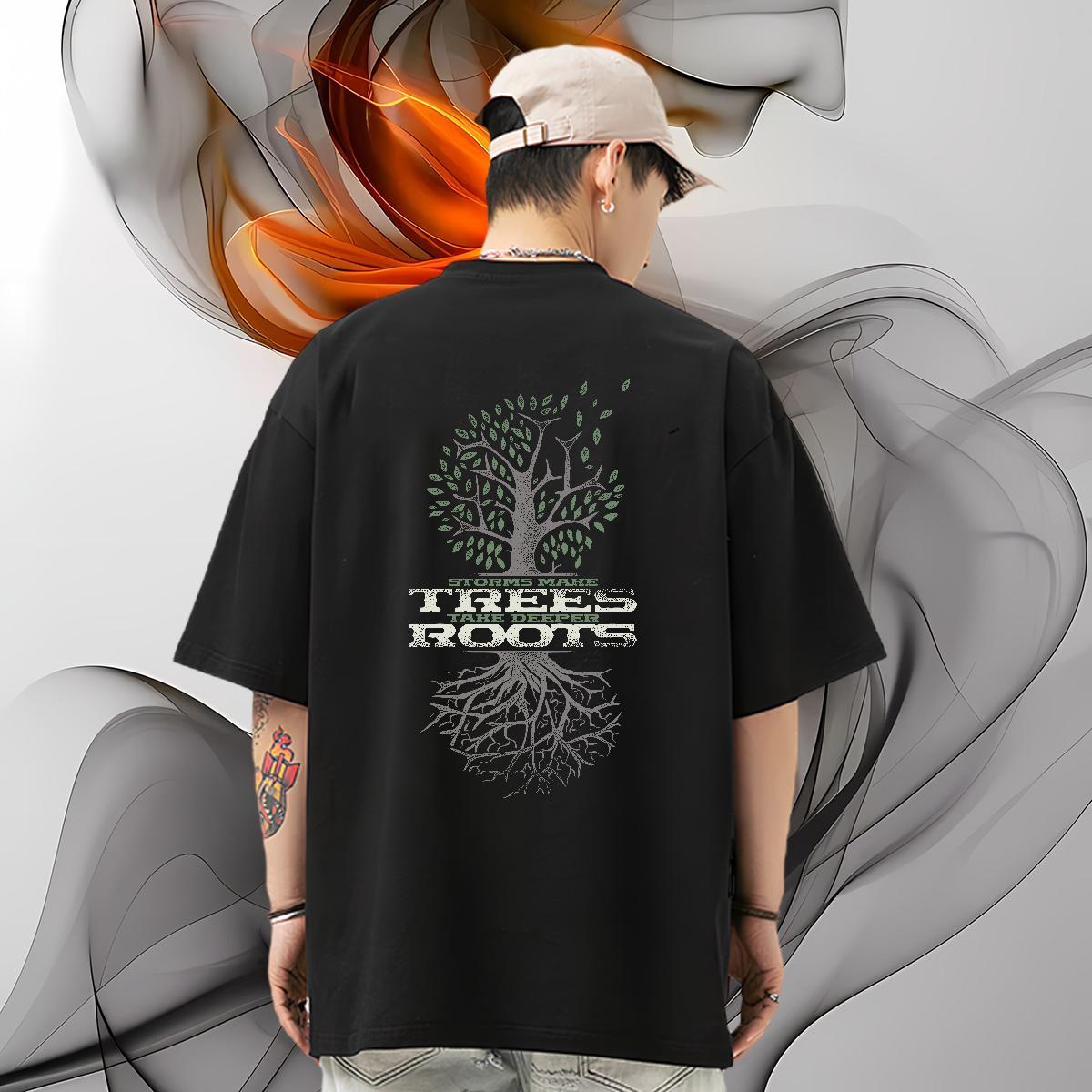 Wholesale T shirt 230g 100% Cotton tree Street Wear Crew Neck Unisex Couples T Shirts Custom Printing