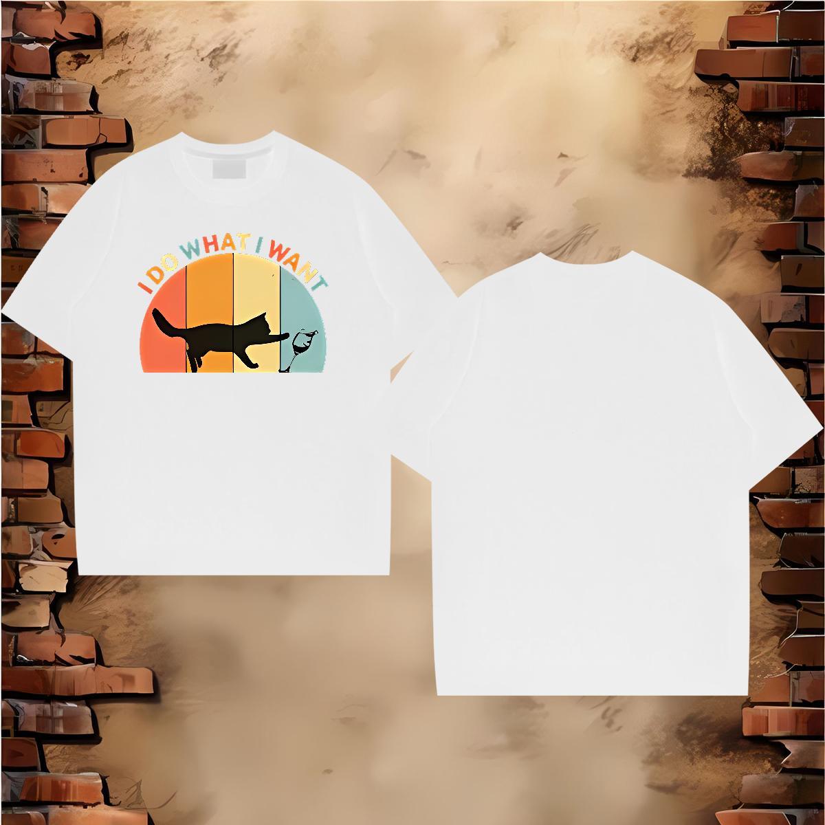 Customized Men T Shirts 100% Cotton 230g cat Street Wear Clothes Crew Neck Breathable Cool Design Mens Tshirts DIY Logo Oversized