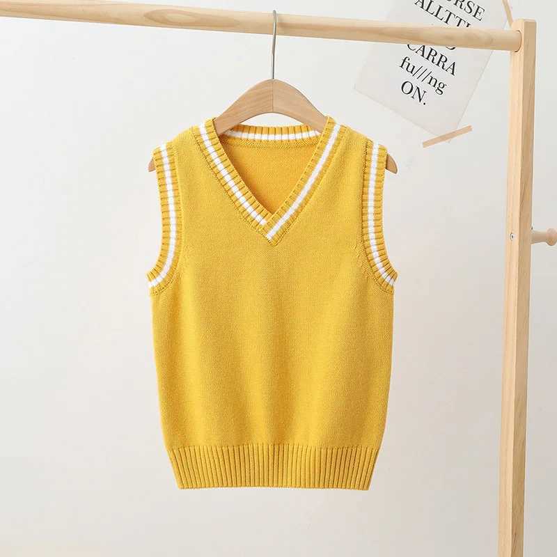 School childrens knitted vest preparatory style casual fully matched jacket womens spring and autumn childrens sweater 4-15 years oldW240724