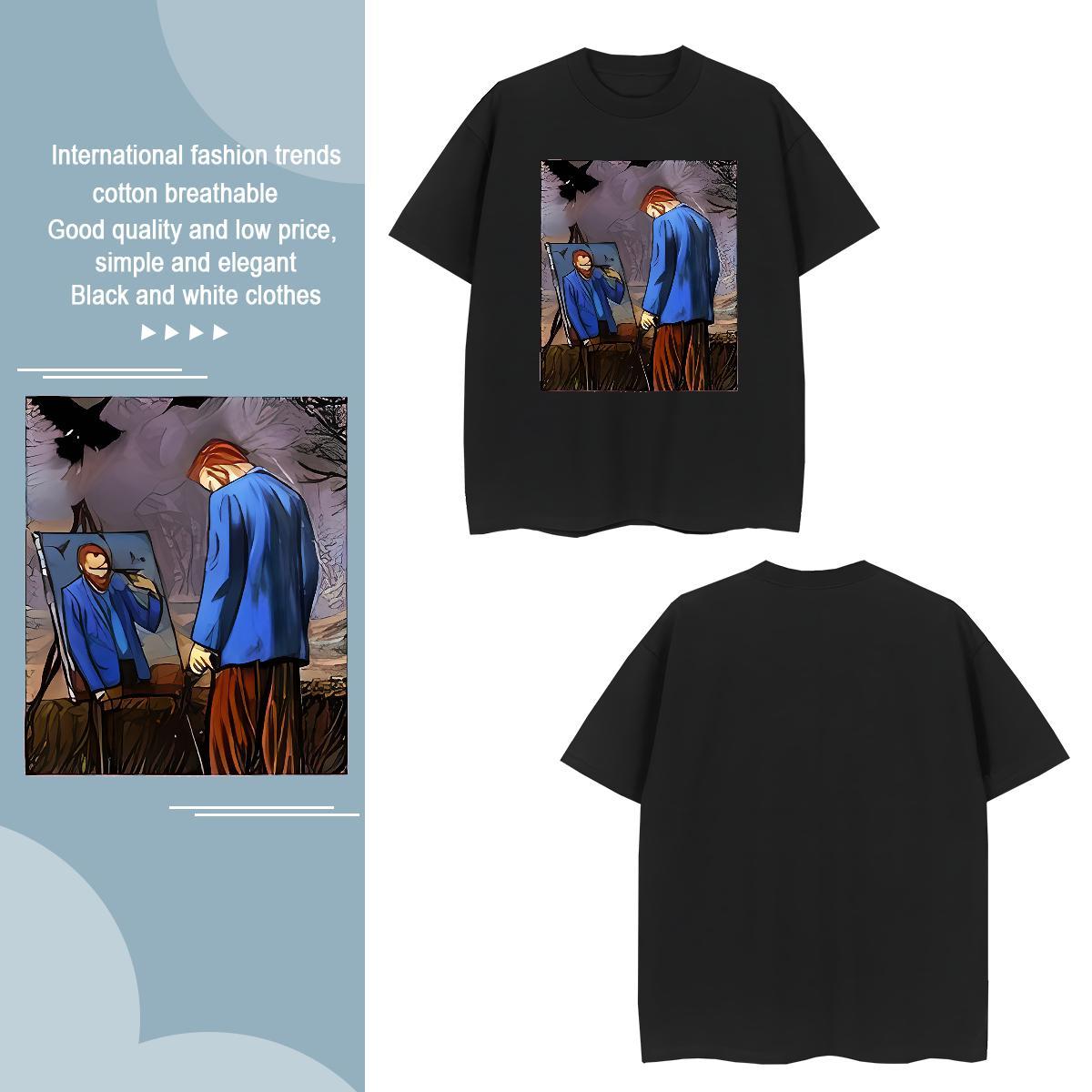 Mens T Shirts 230g 100% Cotton portrait Sports Casual Breathable Short Sleeve Oversized Men Tshirts Fashion Casual Wholesale Clothes