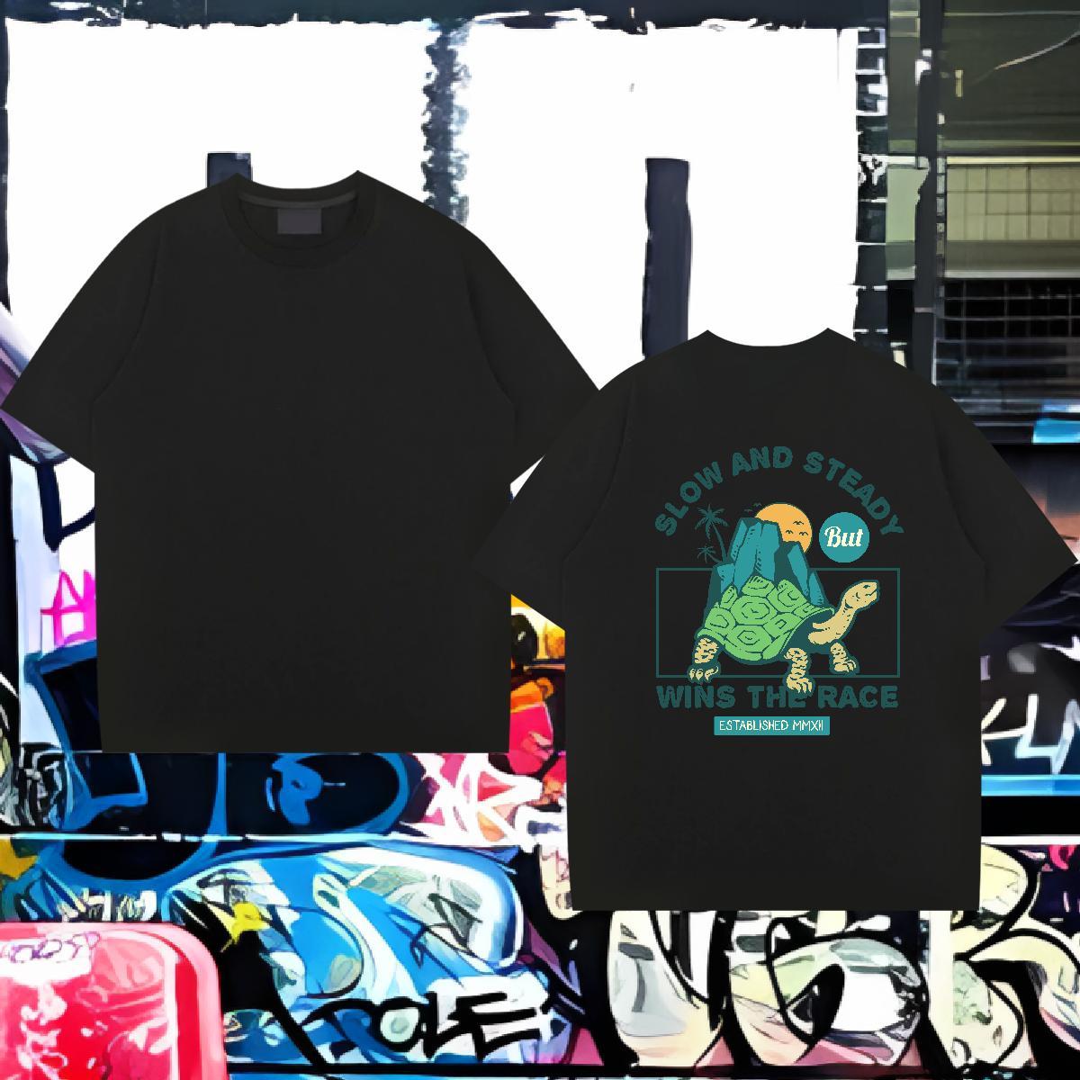 New T shirt 230g Cotton Hip Hop Tops Round Neck Short Sleeve High Quality Men Tees Asian Size