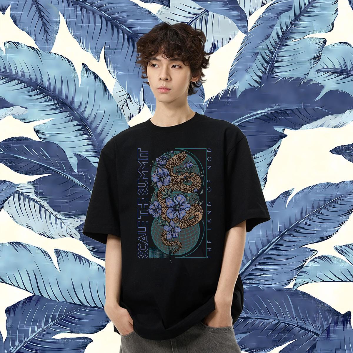 Customized T shirt 230g Pure Cotton flower Summer Casual Wear Breathable Crew Neck High Quality Tshirts Asian Size