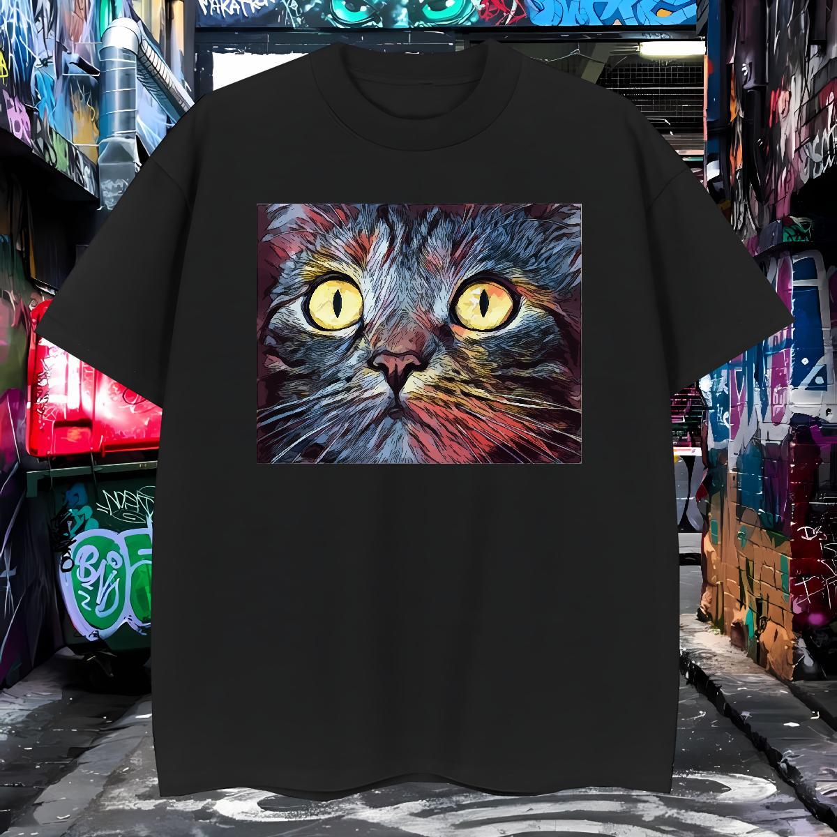 Classic Mens T Shirts 230g Cotton cat High Street Hip Hop Clothings Breathable Soft Cool Men Tops Tees Custom Printed