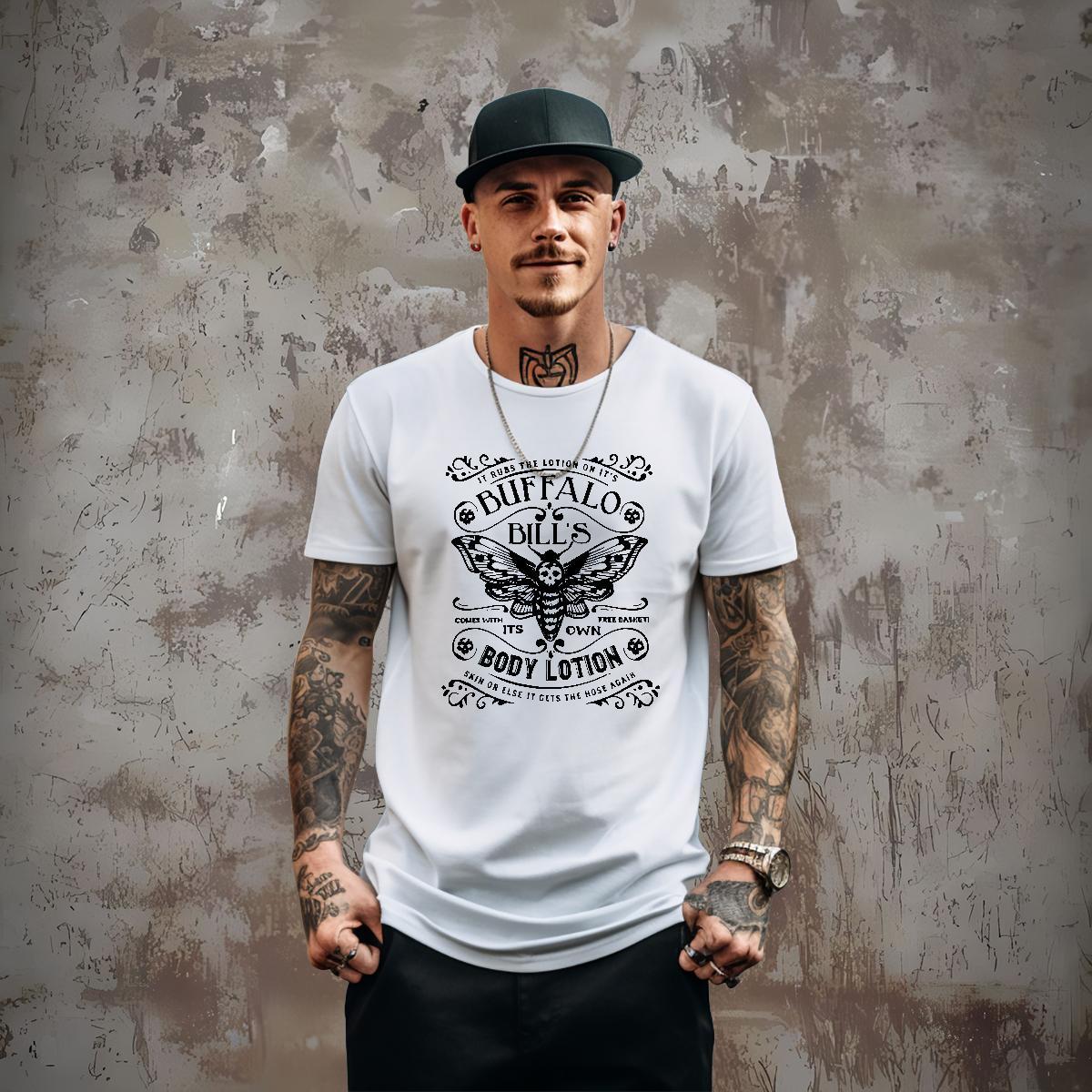 2024 T Shirts Men 230g 100% Cotton Butterfly Street Wear Polos Round Neck Short Sleeve Soft Mens Tshirts Graphic