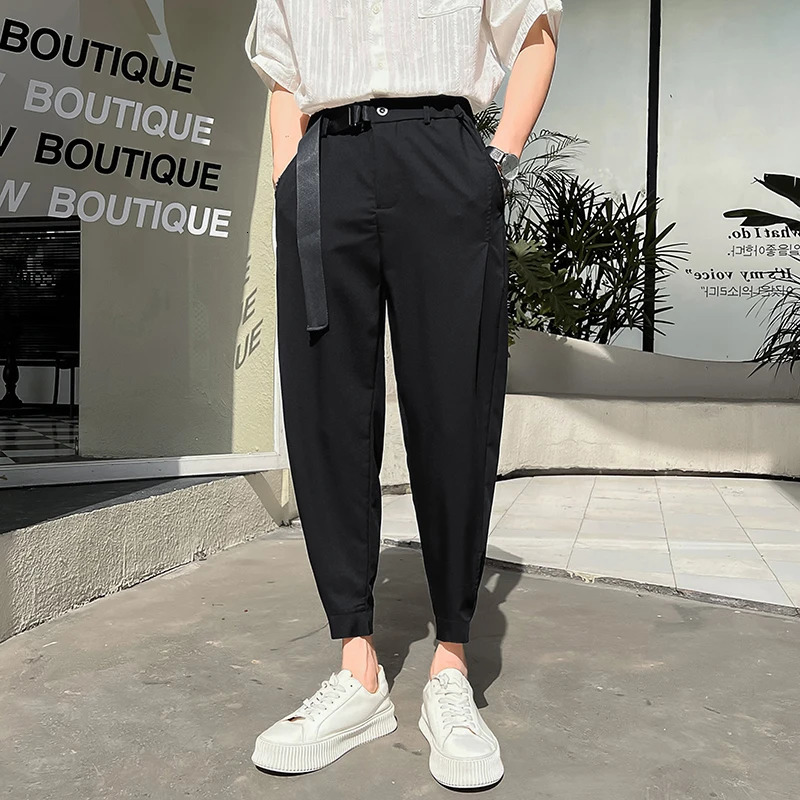 Streetwear Mens Suit Pants Casual Harajuku Wideleg Harem Male Fashion Loose Jogging Spring Autumn 240806