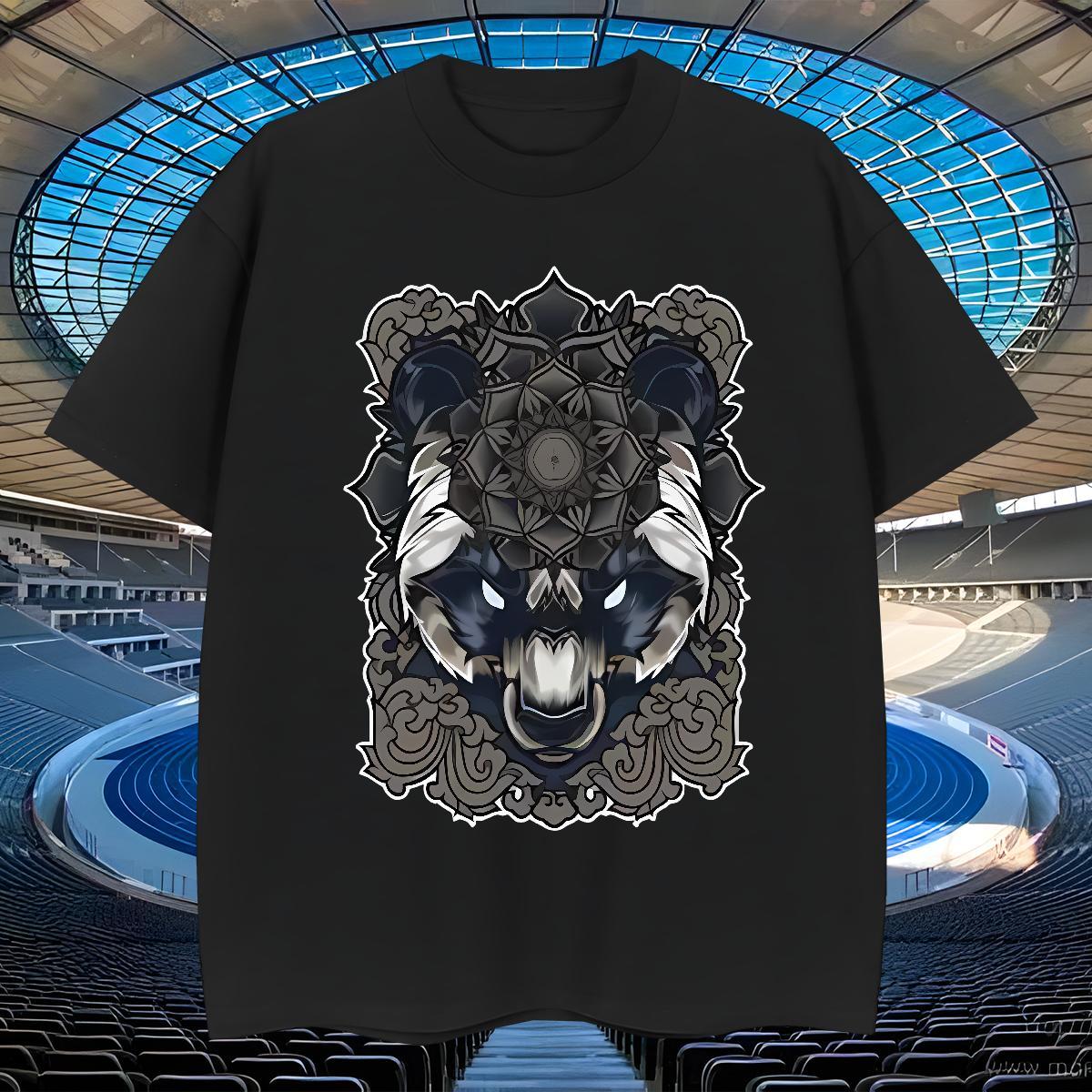 Cool Tshirts 230g Pure Cotton Sport wolf Black Oversized Breathable Crew Neck New Designer T shirt Tee Shirt