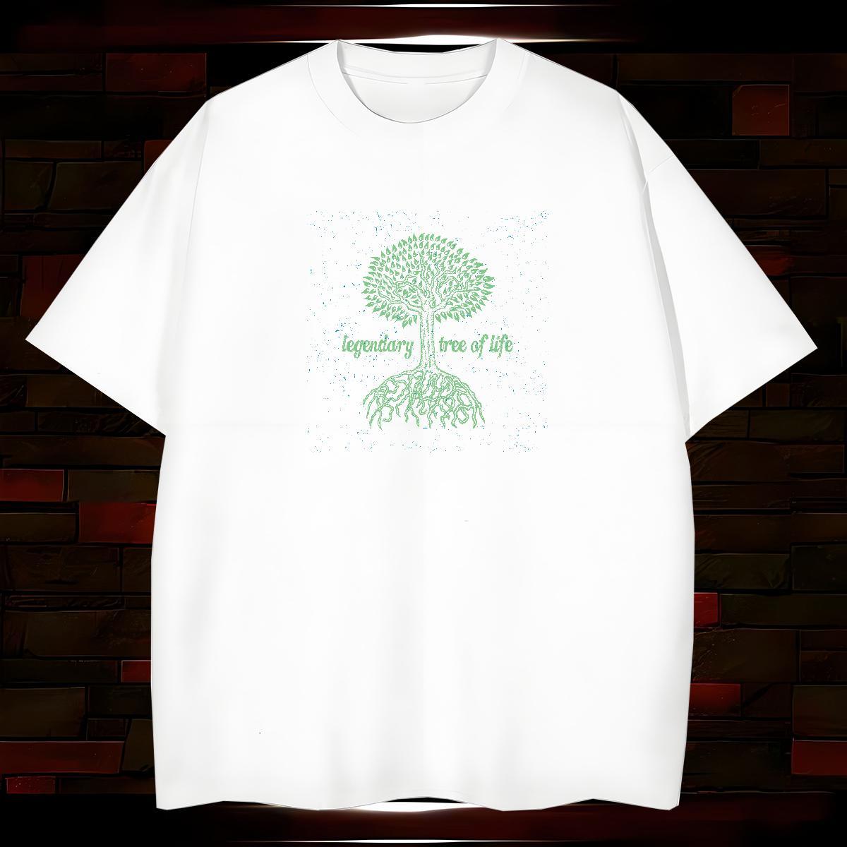 Men T Shirts 230g Cotton tree Casual Beach O-Neck Short Sleeve Cartoon Printing L-4XL Men Tees Casual New Soft Tops Shirt