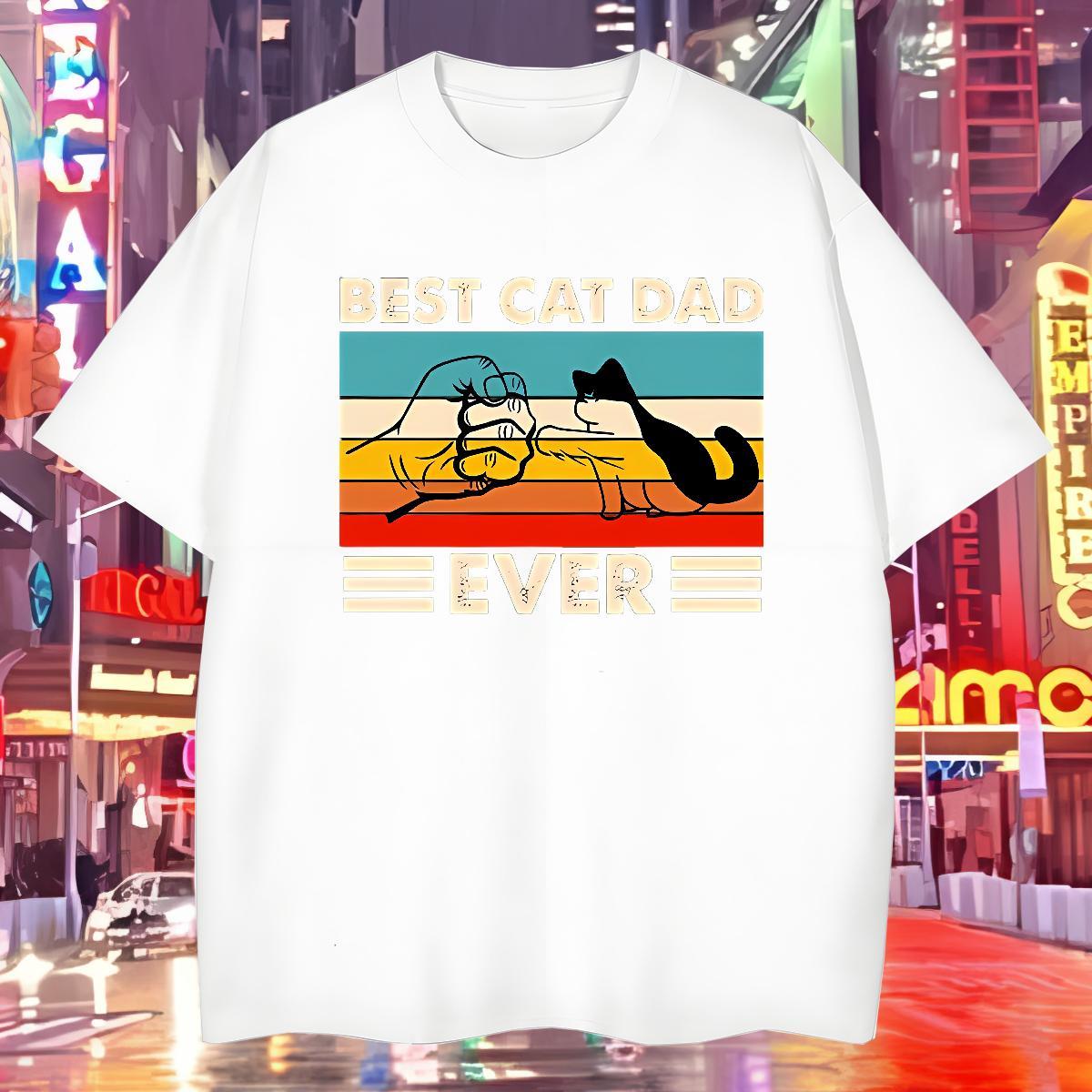 Classic T Shirts Men 230g Pure Cotton cat Beach Clothings Breathable Loose Fit Men Tshirts Skull