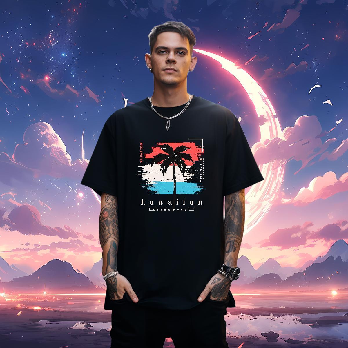 New Designer Man T Shirts 100% Cotton 230g tree Street wear Hip Hop Tshirts Breathable Crew Neck Loose Men Tshirts Customized