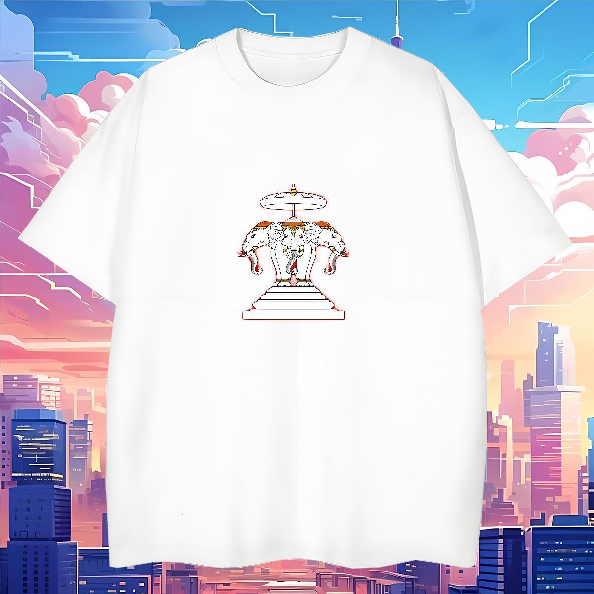 Men T Shirts 230g 100% Cotton elephant Street Casual Breathable Short Sleeve Cartoon Printing L-4XL Tshirt for Man Woman Classic Casual Popular Tops T