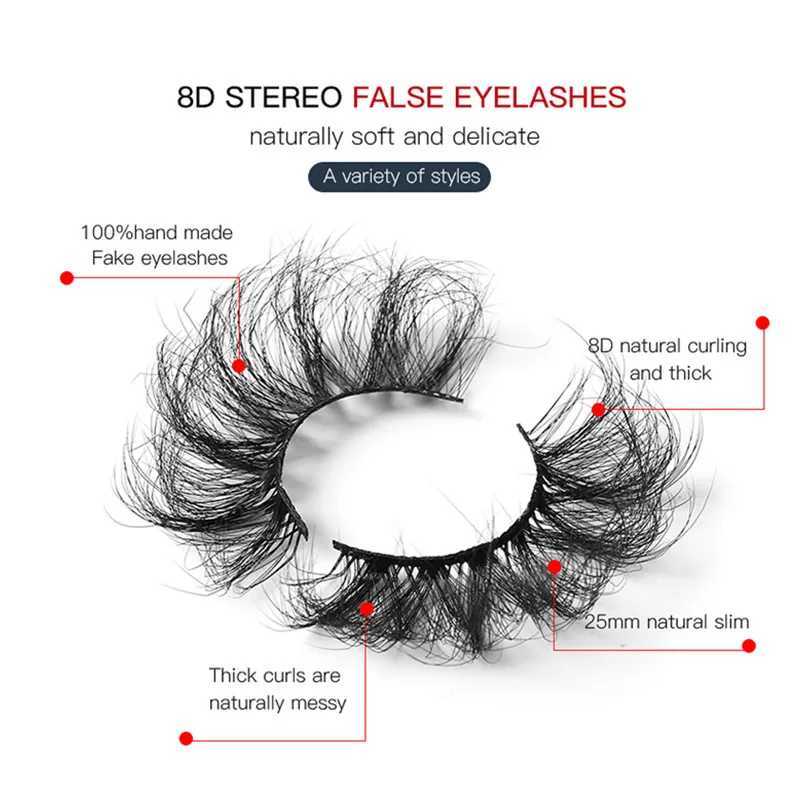 New 5airc 25mm 8D false eyelashes with customized Wispy natural mink eyelashes wholesale fluffy false eyelashes W240803