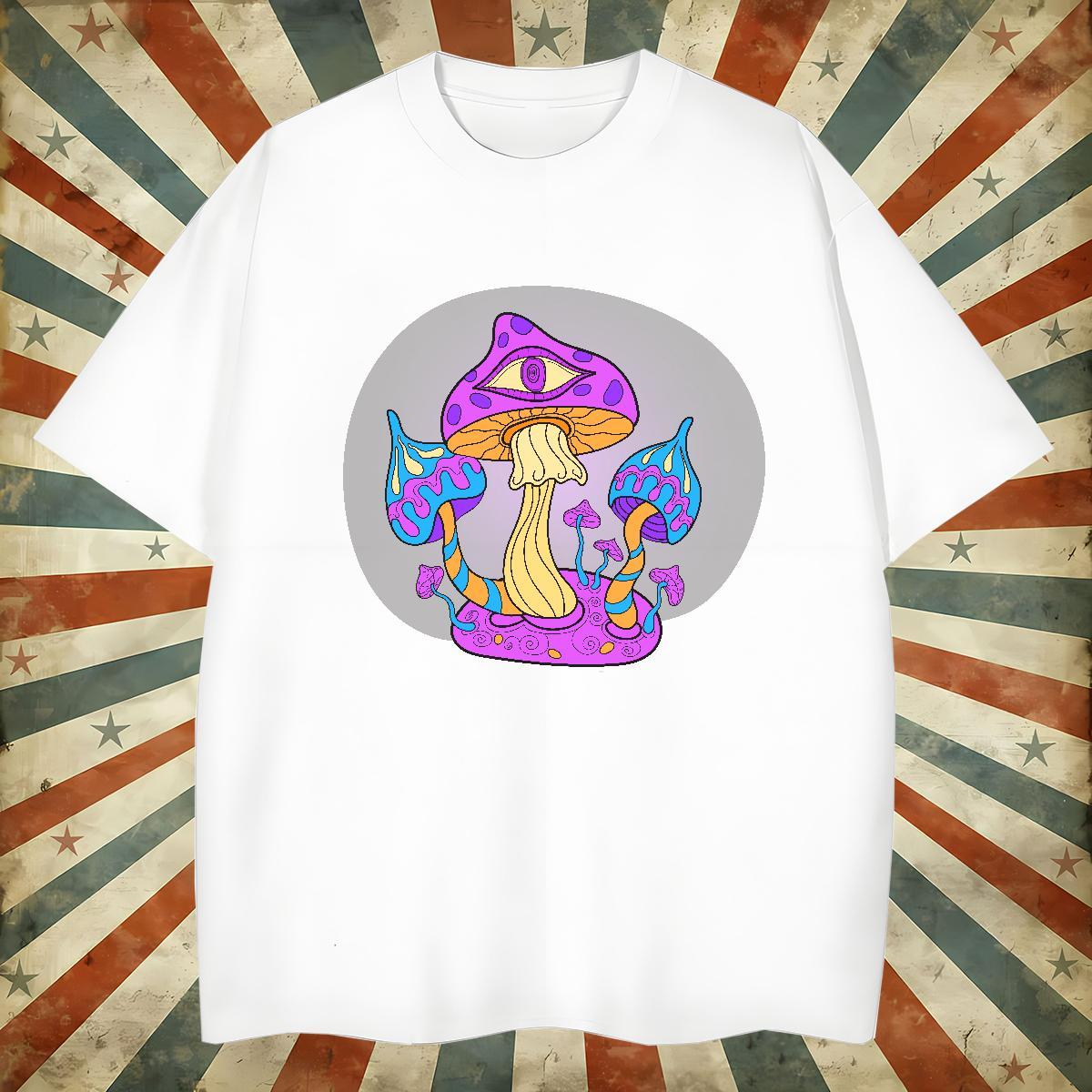2024 Designer T-Shirts 230g Pure Cotton mushroom Street wear Hip Hop Wear Round Neck Short Sleeve Brand Mens Tshirts DIY Anime