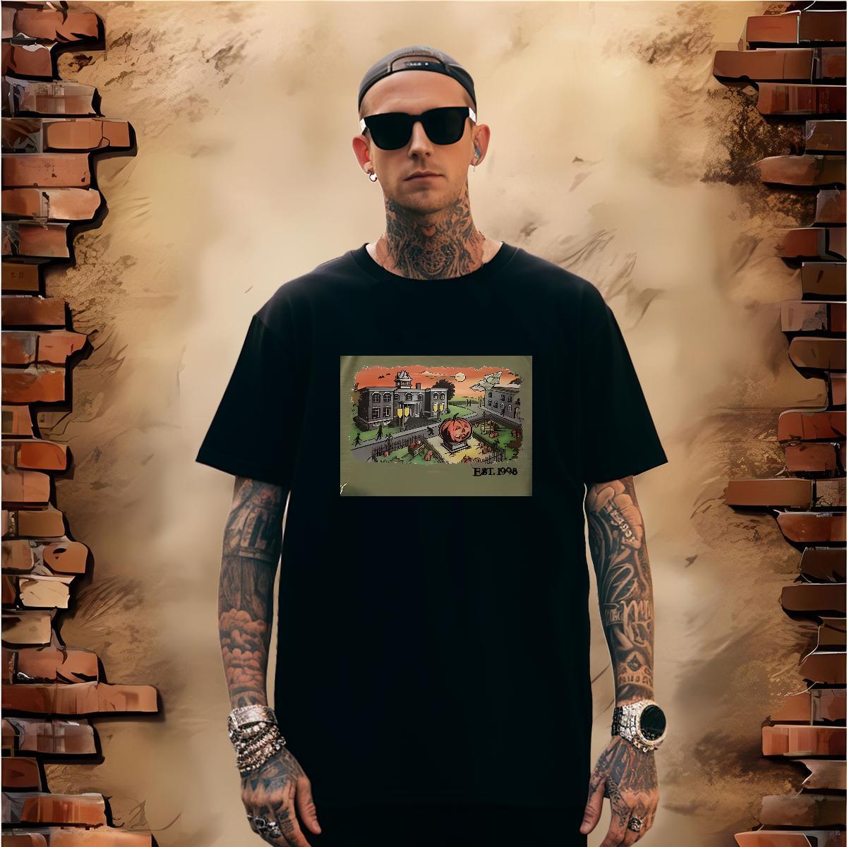 Men T Shirts 230g Cotton halloween High Street Hip Hop Breathable Short Sleeve Skull Tshirts 2024 Designer Comfortable Tees