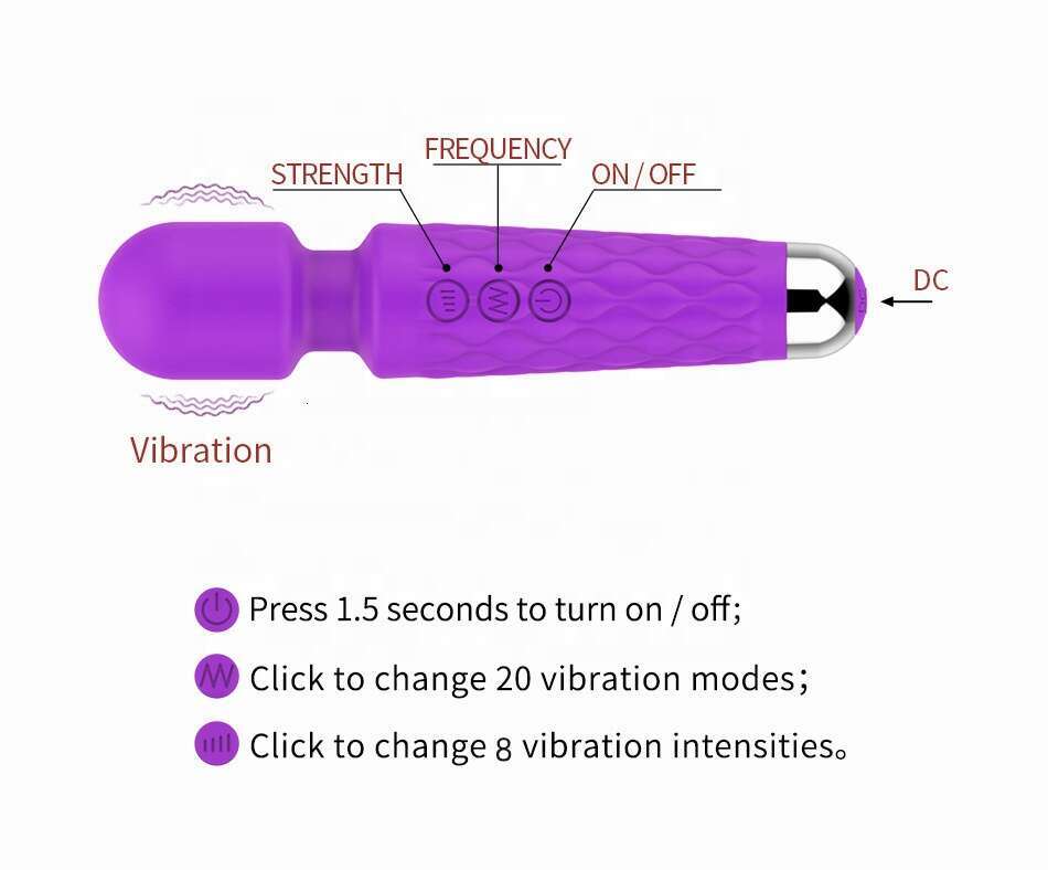 Factory Outlet Charging 20 Modes 8 Speed Silicone Sex Toys Clitoris G Spot Massage Vibrating Women Av Magic Wand Vibrator