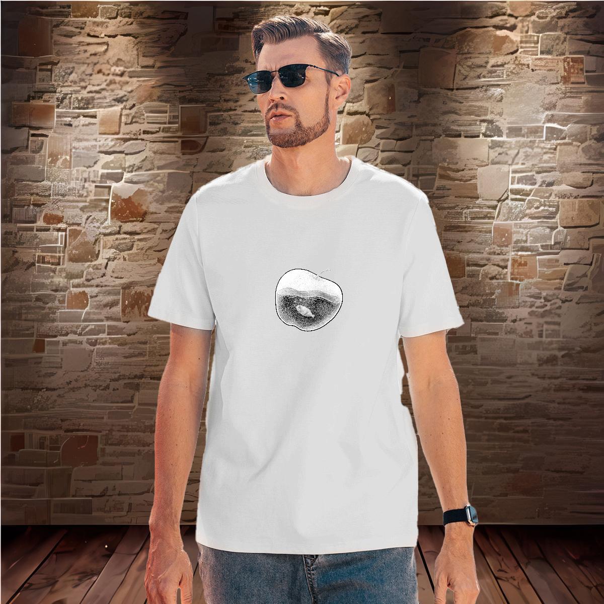New T Shirts Men 230g 100% Cotton fish High Street Hip Hop Top Tees Crew Neck Loose Fit Men Tees Oversized 3XL 4XL