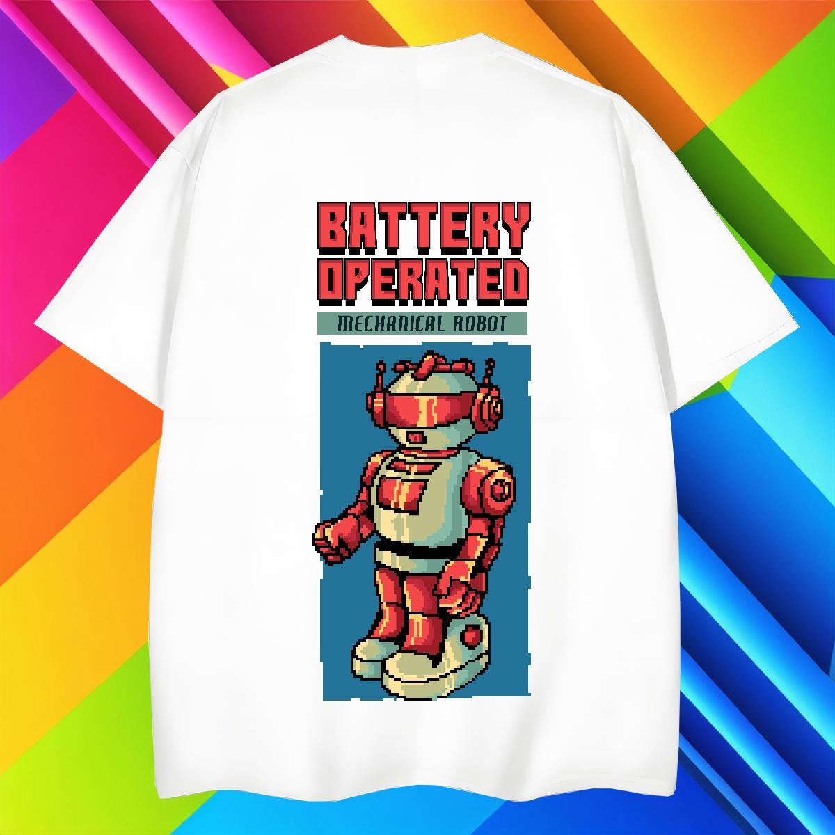 Free Shipping Couples T Shirts 230g Cotton Sport robot Graphic Short Sleeve O-Neck Designer Fashion Mens T Shirts Tops