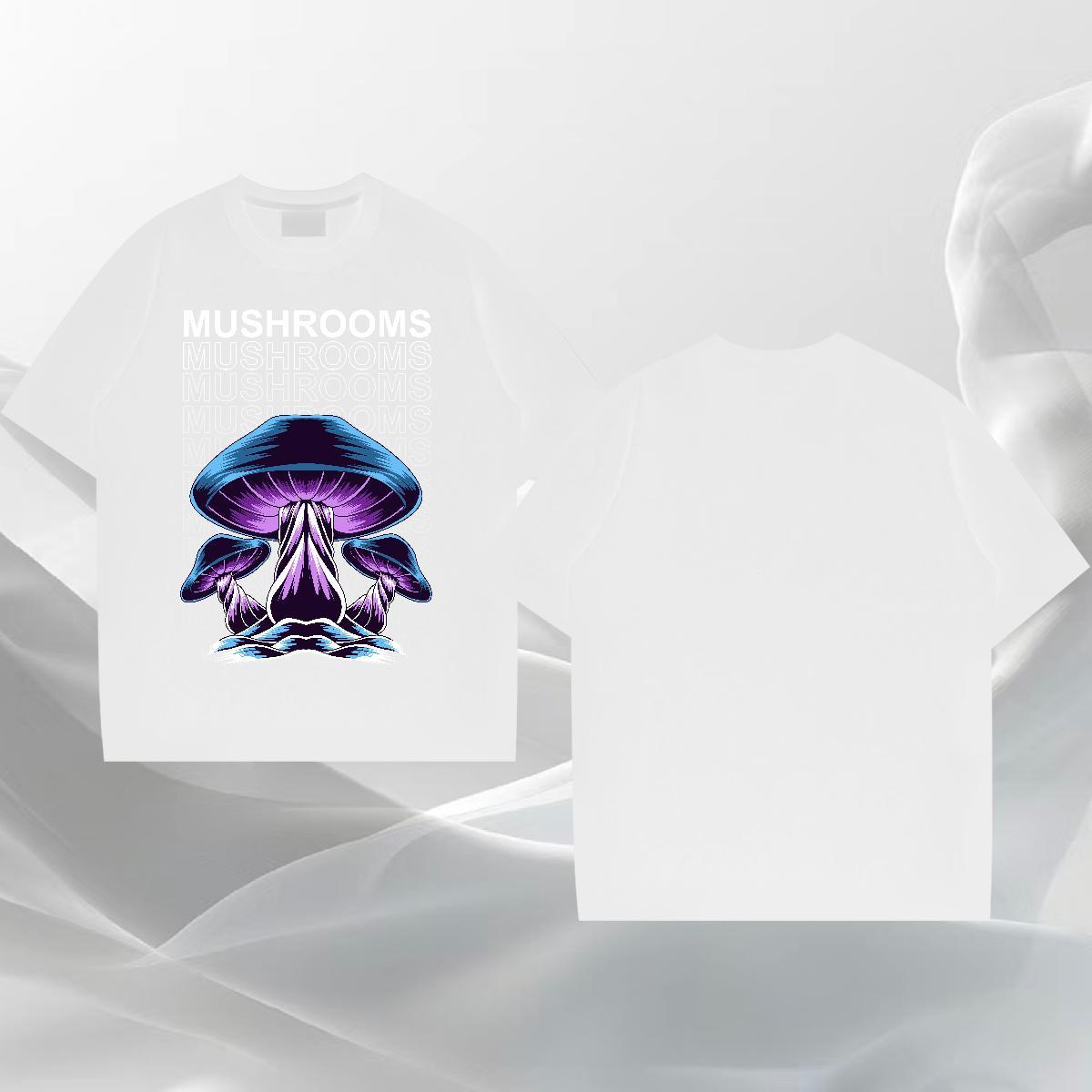 Free Shipping Men Tops Tees 230g Cotton Daily Wear mushroom DIY Printed O Neck Short Sleeves Fashion Designer T-Shirts for Men Tops Shirt