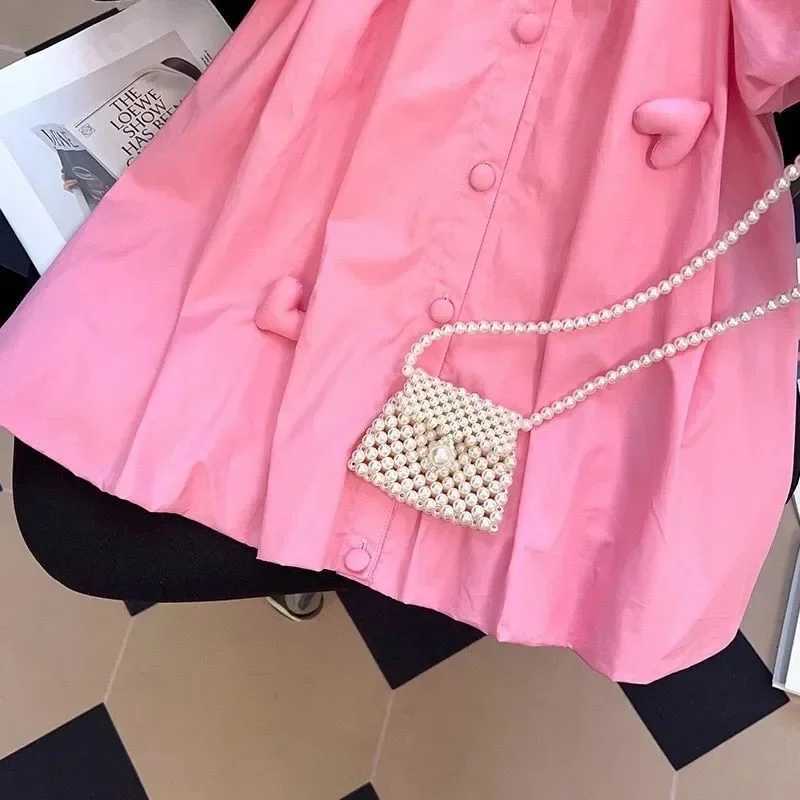 2-10 year summer girls dress cartoon heart-shaped decoration lapel princess dress girls childrens birthday gift clothingW240720