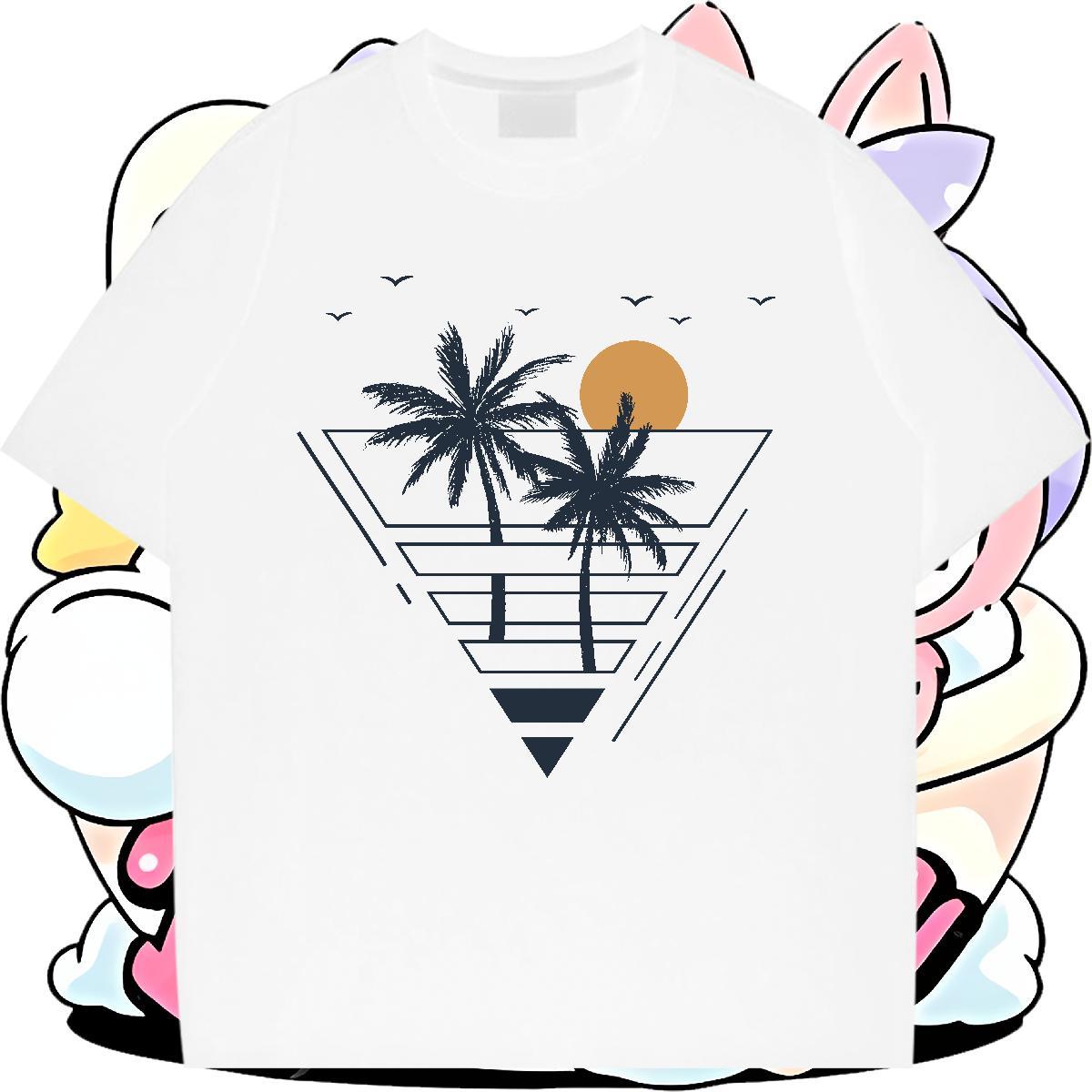 High quality T Shirts Women Short Sleeve O-Neck Couples T Shirts Cartoon Anime tree Street Casual 230g 100% Cotton DIY Clothings