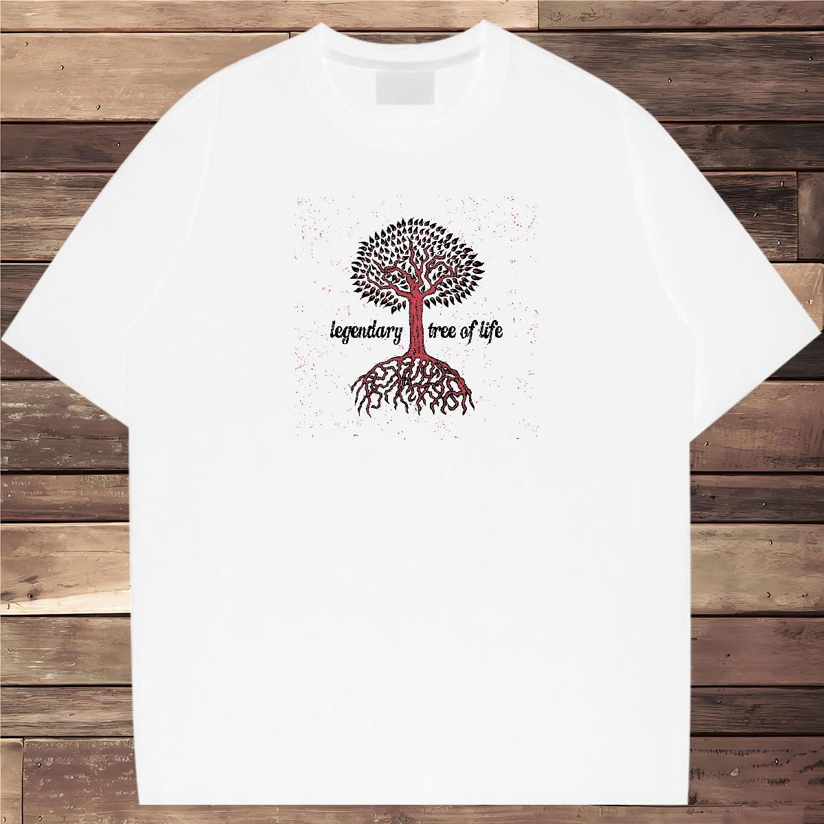 T-Shirts for Men 230g Cotton tree Daily Wear Breathable Plus Size Cartoon Men Tops Tees Fashion Designer Polos