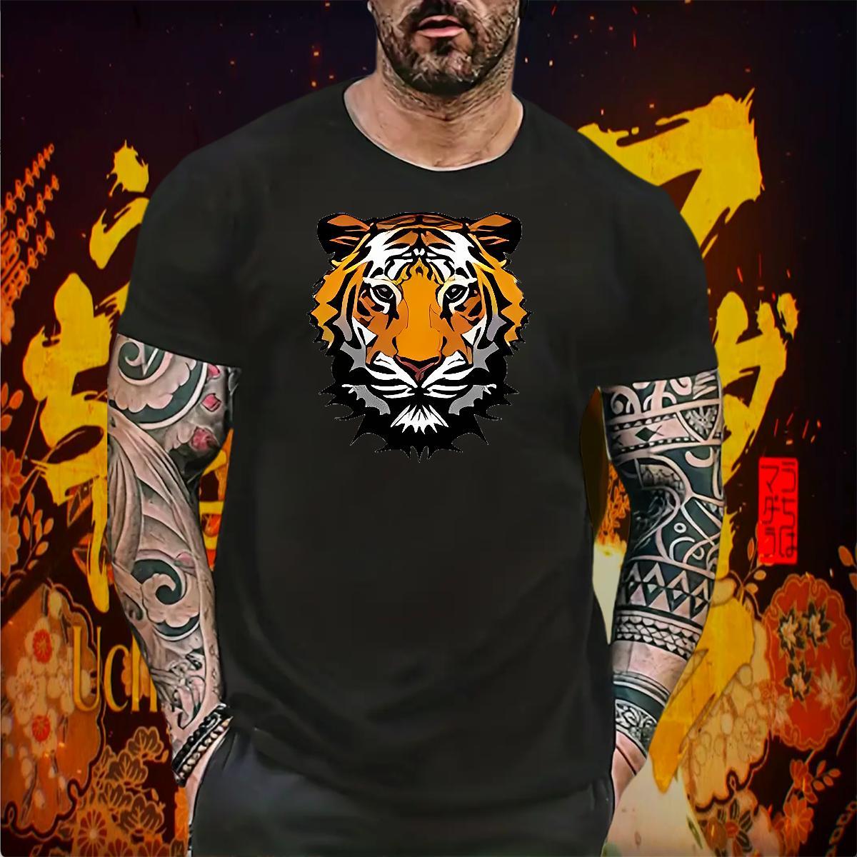Fashion Design T Shirt For Man 230g Cotton tiger Home Outdoor Tops Shirt Round Neck Short Sleeve Free Shipping Men Tees DIY