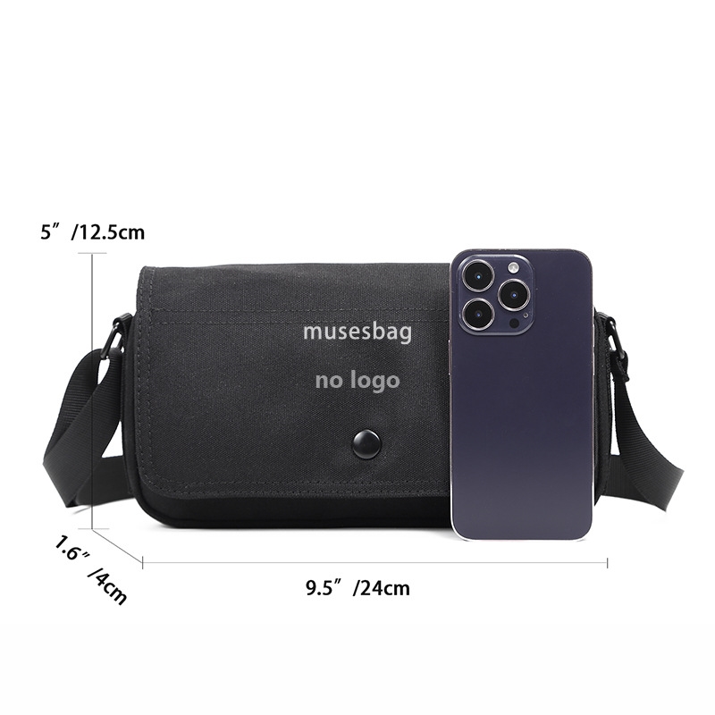 Korean version of simple retro men and women with a solid color canvas single shoulder crossbody bag Japanese casual student male
