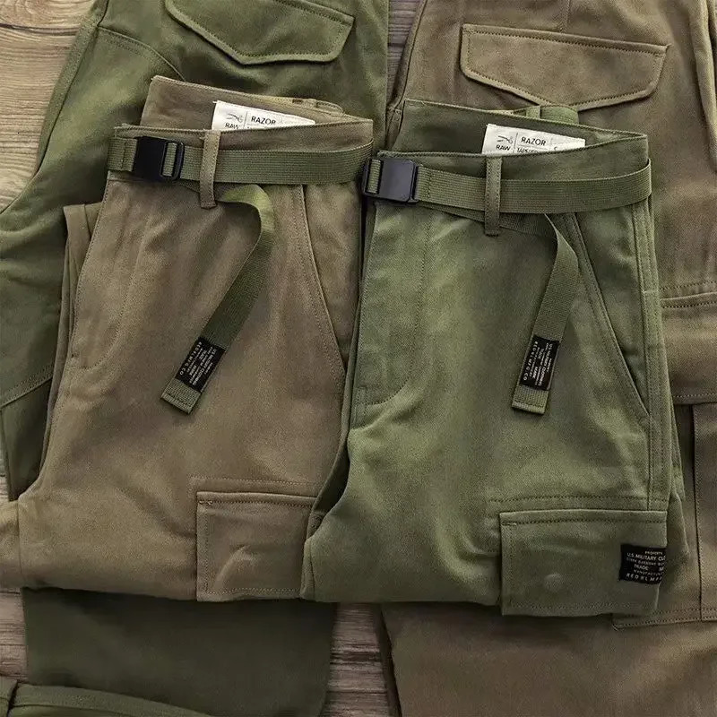 Mens Cargo Pants Korean Male Trousers Khaki Aesthetic Loose Straight Luxury Fashion Vintage High Quality Plus Size Baggy 240806